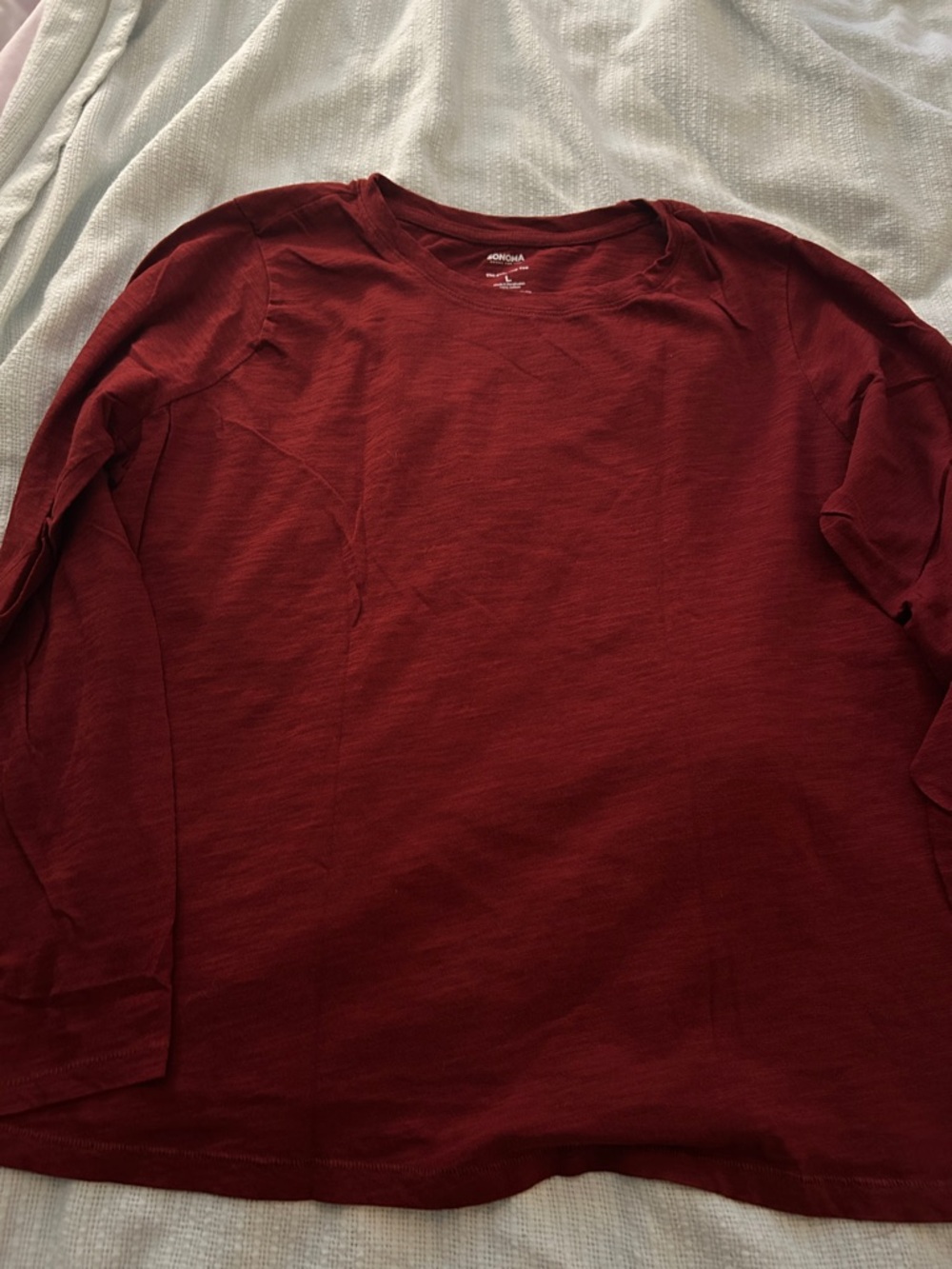 Sonoma womens Long-Sleeve Crewneck Shirt - Burgundy Red